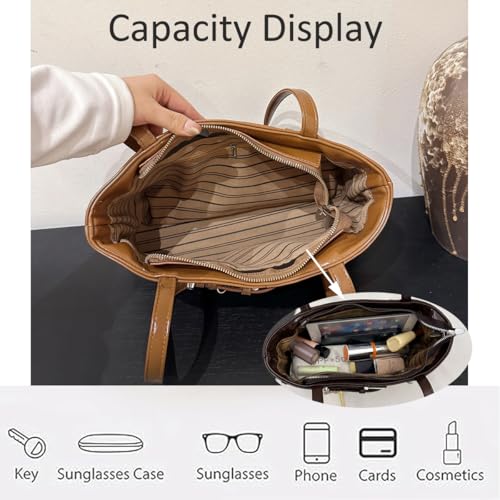 Vintage Y2K Shoulder Bag for Women,Small Belt Buckle Satchel Purse Leather Handbag Clutch Purse, Underarm Tote Handbag for Daily Use - Brown4