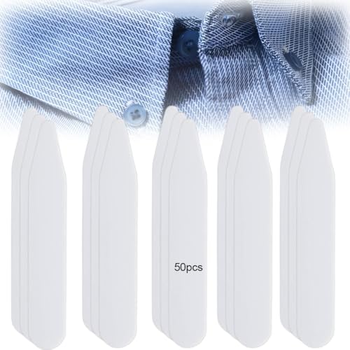 OQKAHIV 50x Refuerzos de Huesos de Plástico para Cuello de Camisa de Hombre, Ballenas de Plástico Blanco para Camisas, Varillas de Plástico para Cuello, Cuello de Camisa, Colas de plástico para Cuello