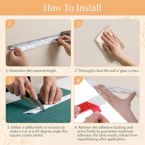 White Peel and Stick Crown Molding, 16.4 FT x 1.02 Inch Self-Adhesive by Oqqlin - Used condition - Image 7