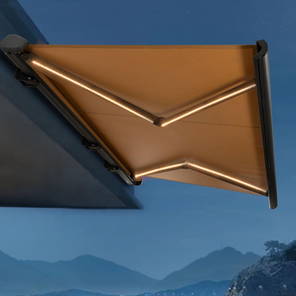 Tenda elettrica retrattile con luci a LED, baldacchino impermeabile per terrazza, balcone e cortile, 3 x 2,5 m, soluzione per la privacy all'aperto
