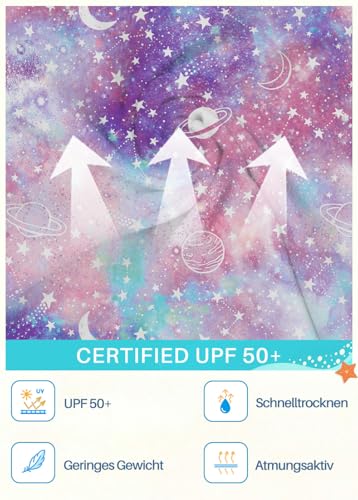 BesserBay Mädchen Schnelltrocknend Oberteil UV Shirt Langarm UPF 50+ Rundhalsausschnitt Rash Guard Rosa Lila 120
