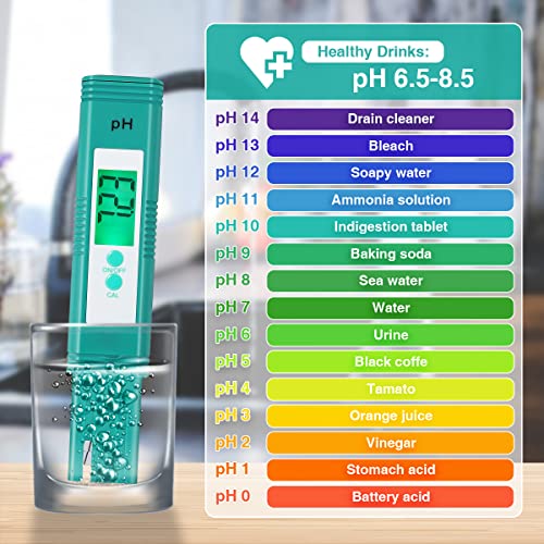 Foto von PH Messgerät Pool PH Wert TDS EC Messgerät und Temperatur 4 in 1 Set, PH Tester Pool Wasserqualitätstest Leitwertmessgerät mit LCD Display, Hohe Genauigkeit und Automatischer Kalibrierungsfunktion