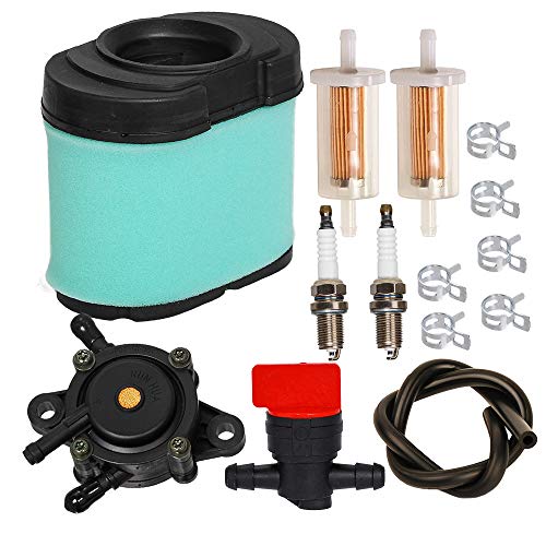 Carkio Air Filter Cleaner Cartridge Pre Filter Fuel Filter Fuel Pump Line Spark Plug Tune Up kit for John Deere L120 L118 LA150 LA175 D160 D170 Z425 E160 E170 Z225 Z245 Z435 Lawn Mower