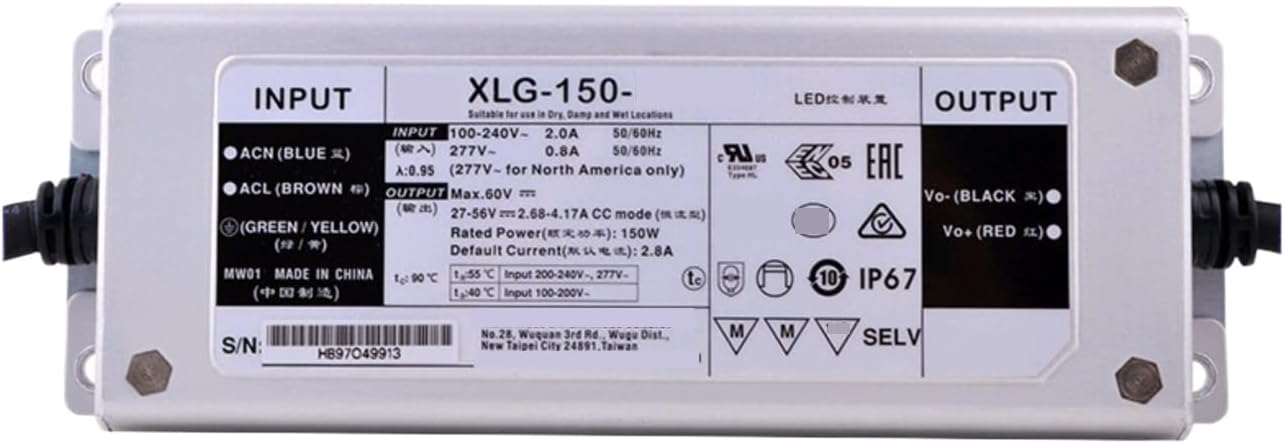 Power Supply XLG-150-12V/24V/L/M/H Constant Power A/AB Three-in-one dimming; XLG-150-LA 120V-214V | XLG150LA 120V214V