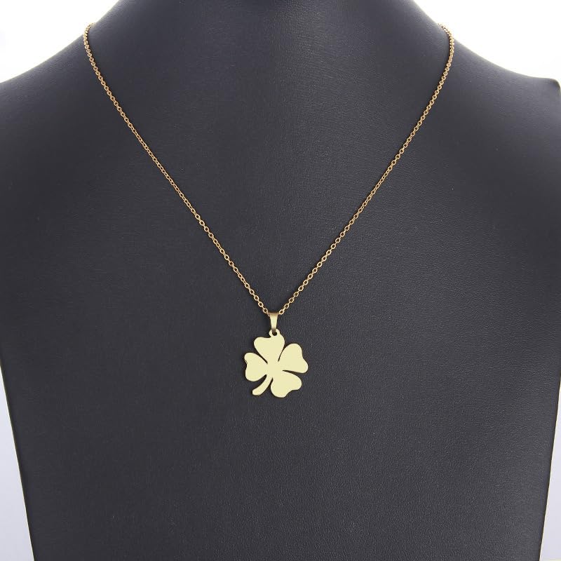 Elegant Stainless Steel Four Leaf Clover Necklace for Women – Gold Clover Pendant Necklace, Irish Shamrock Jewelry, Perfect Gold Clover Necklace for Women, 4 Leaf Clover Necklace, Lucky Charm Jewelry - Image 5