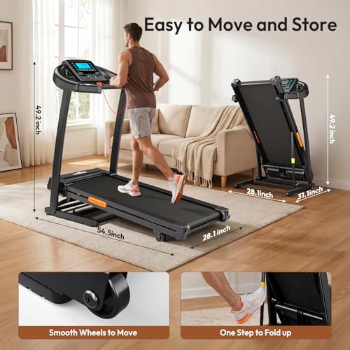 Image of THERUN Incline Treadmill, Treadmills for Running and Walking, 400 lbs Weight Capacity Folding Treadmill with 0-16% Auto Incline, Wide Belt, 4.0 HP, App, Heart Rate
