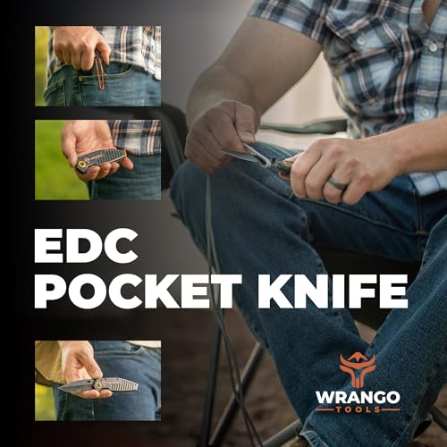 WRANGO TOOLS EDC Pocket Knife - Compact Every Day Carry Tactical Pocket Knife - 2.9" 8Cr13MoV Drop Point Partially Serrated Blade - Lightweight 3.2oz - Folding Knife - Image 4