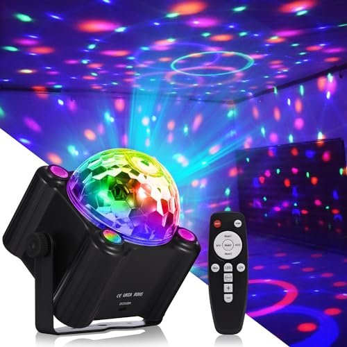 PAIFIEVD Party Lights Disco Ball Light,Sound Activated with 6 Colors for Home Room Dance Parties Birthday Karaoke Halloween Christmas Wedding Show Club Decorations
