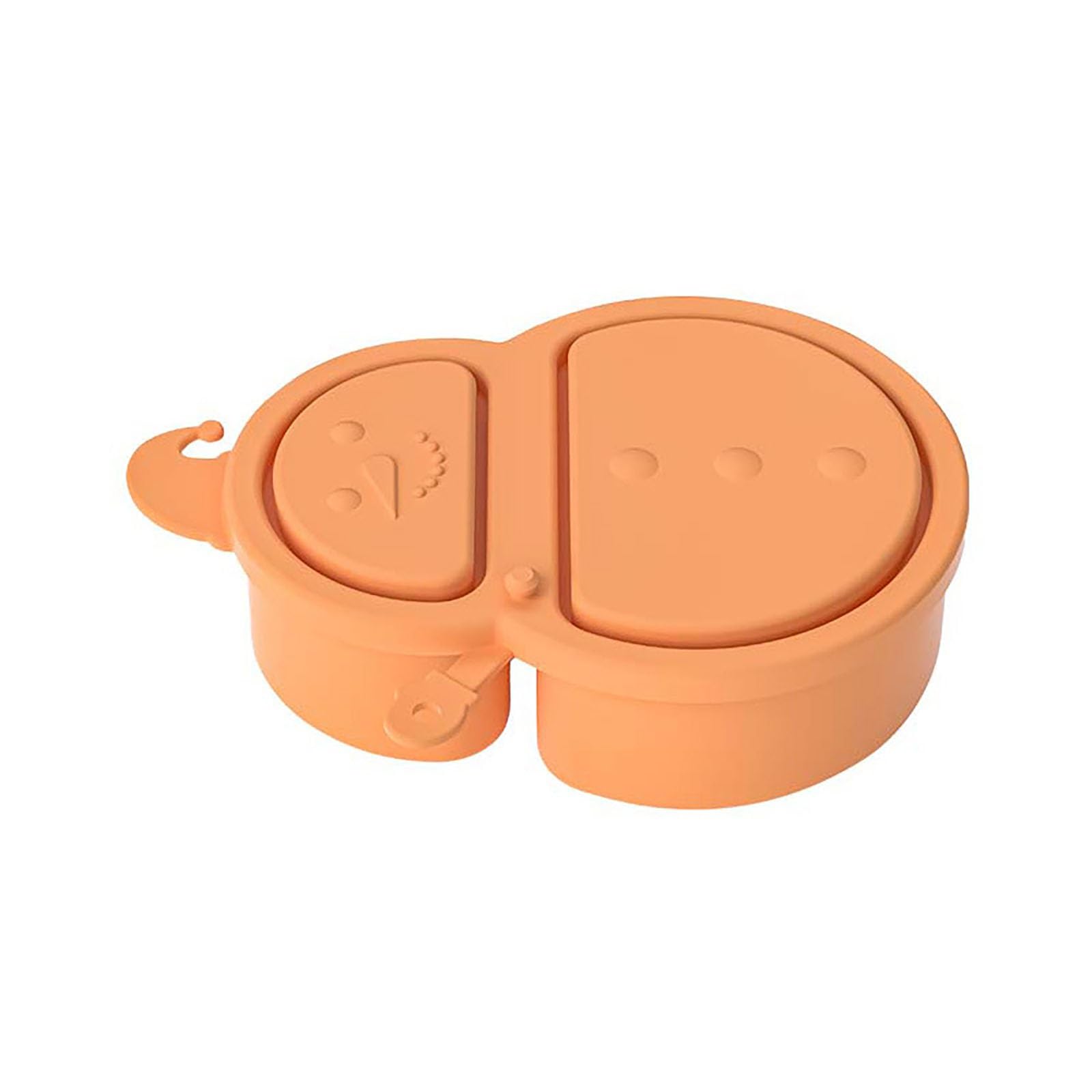 Snackbox mit 2 Fächern aus Silikon wiederverwendbare Meal Prep Boxen mit Haken tragbare Lunchbox für Kinder in Schule Arbeit und auf Reisen (Orange)