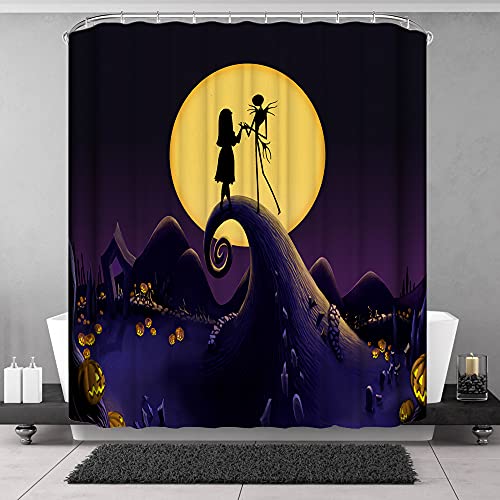 DDS-DUDES Christmas Shower Curtain Kids Bathroom Halloween Decor with 12 Curtain Hooks for Bathroom, Waterproof 71 x 71 inch (SC-08)