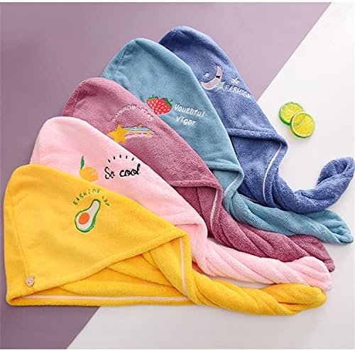 Gfrtisng 5PCS Rapid Drying Towel,Rapid Hair Drying Towel for Women,Super Absorbent Coral Fleece Ladies Hair Towel Set,Soft Dry Hair Towel with Embroidery for Children and Women
