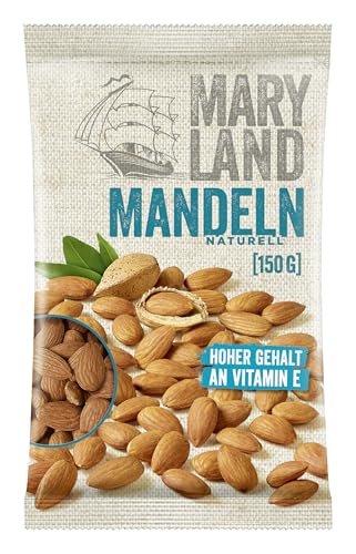 Maryland Mandeln 150g Beutel Mandeln naturbelassen vegan frei von künstlichen Aromen ohne Zusatzstoffe Im praktischen Format genießen (1 x 150g)