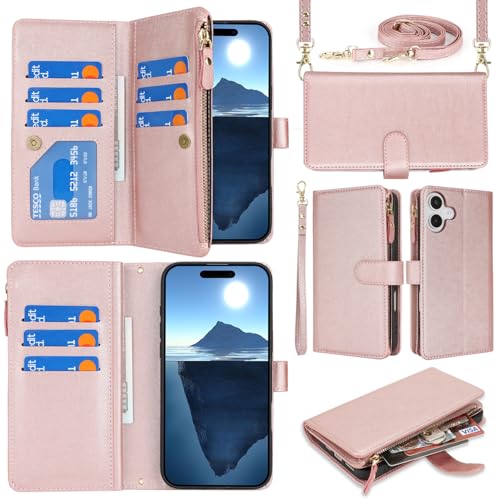 Étui portefeuille iPhone 16 Plus rose idéal pour voyager léger au quotidien sans sac