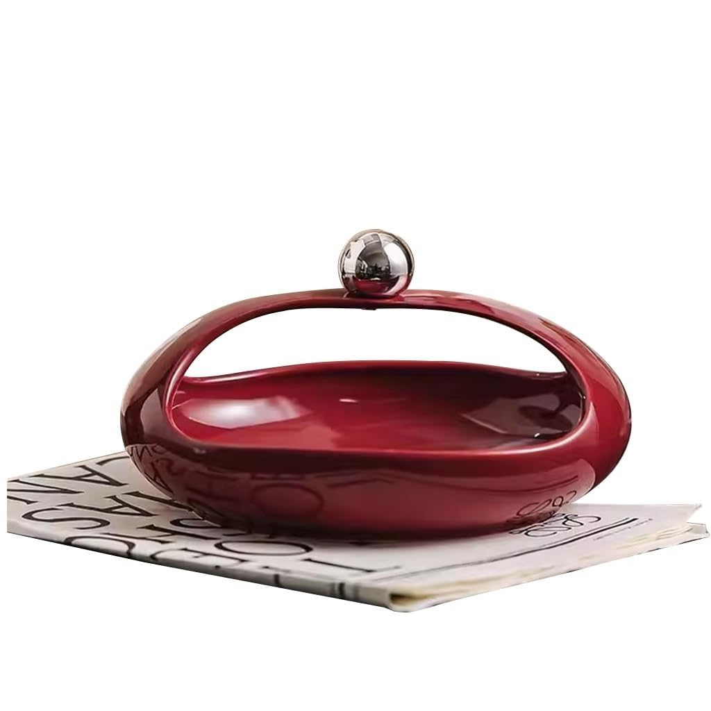 Ciotola multifunzione rossa per chiavi e vassoio per gioielli, elegante portaoggetti da scrivania per monete, profumi, orologi e oggetti essenziali per l'ingresso - Grande scatola decorativa