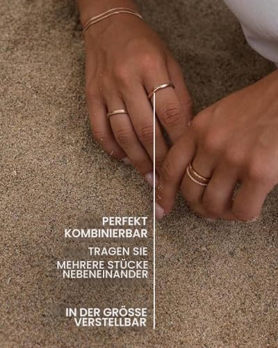Purelei Nakuna Ring (Gold,Silber,Rose) Damen Ring Silber 18K vergoldet, Wasserfester Ring mit geschwungenem Design, größenverstellbar… – Ansicht 6