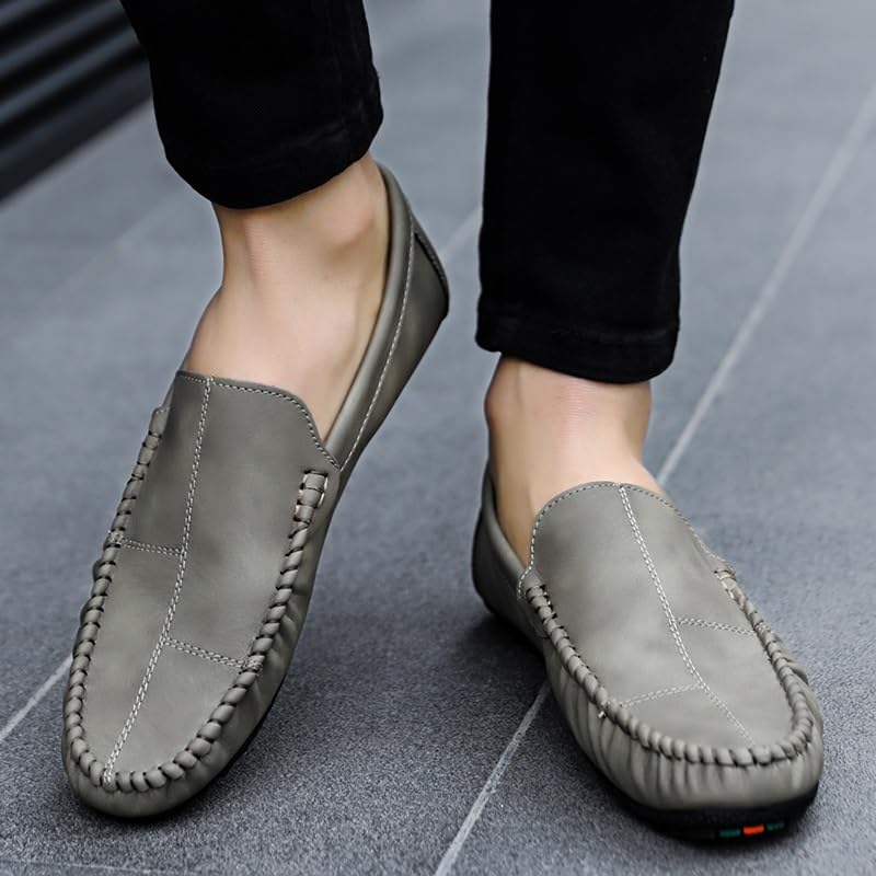 Men's Loafers Shoes PU Leather Moe Toe Driving Loafers Flat Heel Flexible Anti-Slip Casual Walking Slip On4