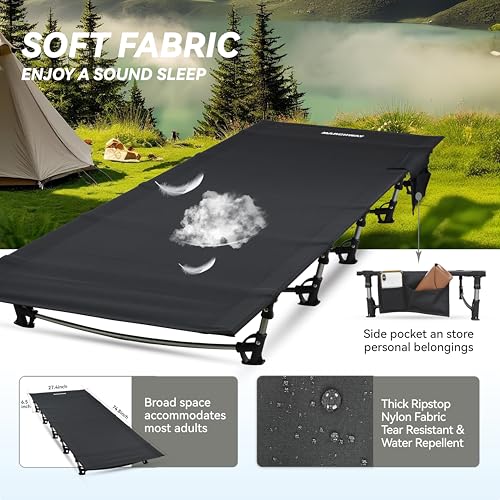 MARCHWAY-Ultralight-Folding-Tent-Camping-Cot-Bed-Portable-Compact-for-Outdoor-Travel-Base-Camp-Hiking-Mountaineering-Lightweight-Backpacking-Black