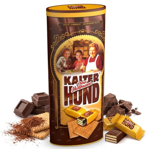 Oma Hartmanns Kalter Hund + Kalte Schnauze in der Nostalgiedose 325g inkl. ostalgische Geschenkkarte ALLES GUTE | Ostprodukte und Ostwaren | für jeden (N) Ostalgiker