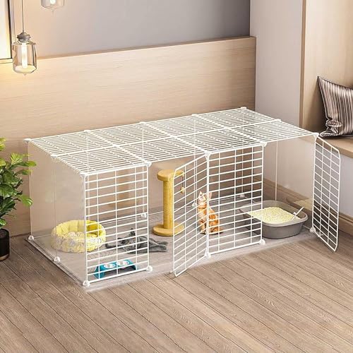 KJoBDwz キャットハウス キャットケージ ベビーサークル - キャットケージ 屋内 猫エンクロージャー 取り外し可能な金属 DIY 猫ケージ 小型犬用犬小屋 ポータブルヤードフェンス(147X75X47CM(1))