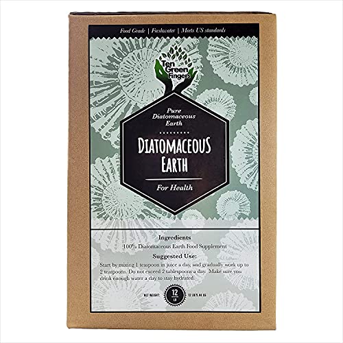 Ten Green Fingers Organic 100% DE Pure Fresh Water Diatomaceous Earth Bag Food Grade Pet Friendly by HJP (Large 12lb.)