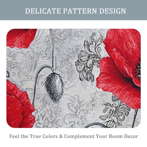 Red Poppy Curtains for Bedroom 90x90, Floral Curtains Blackout Living Room Home Decor, Printed Window Eyelet Drapes 90 Inch Drop 2 Panels - TEB252 - Image 5