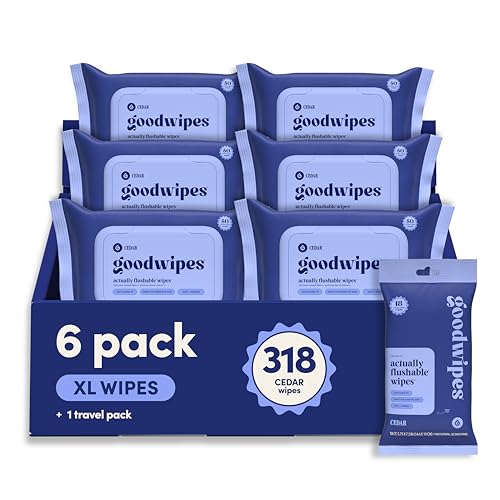 goodwipes Flushable Wipes for Adults - Cedar Butt Wipes for Women & Men, Septic Safe, Toilet &...