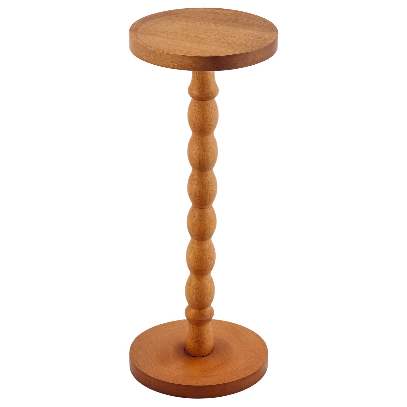 BUTORY Pedestal Side Table Round Solid Wood Small Side Tables for Living Room with Weighted Base Space Saving Pedestal End Table for Bedroom Sofa Couch Bathtub Balcony