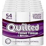 DHANZIPAK 54 Rolls of 3-Ply Premium Quilted Toilet Paper | Generous Length per Roll | Luxuriously Soft, Strong & Highly Absorbent Toilet Tissue
