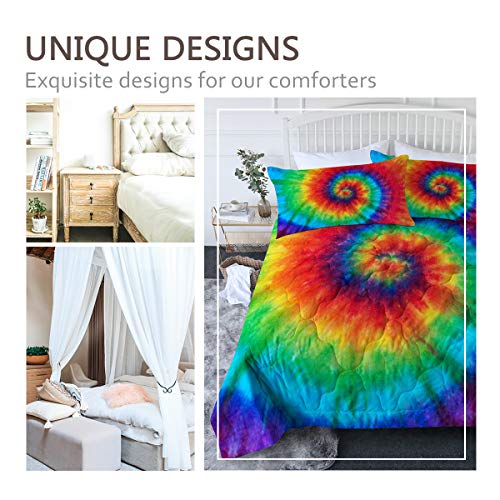 Blessliving Tie Dye Comforter Twin Set Rainbow Bedding Twin For Girls 3 Piece Colorful Twin Fluffy Comforter For Teen 3Pc Kids Twin Bedding Sets With 1 Comforter 2 Pillow Shams (Orange Blue Green) #TOP1