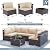 RTDTD Outdoor Patio Furniture Set, 7 Pieces Outdoor Furniture All Weather Patio Sectional Sofa PE Wicker Modular Conversation Sets with Coffee Table,6 Chairs & Seat Clips Brown