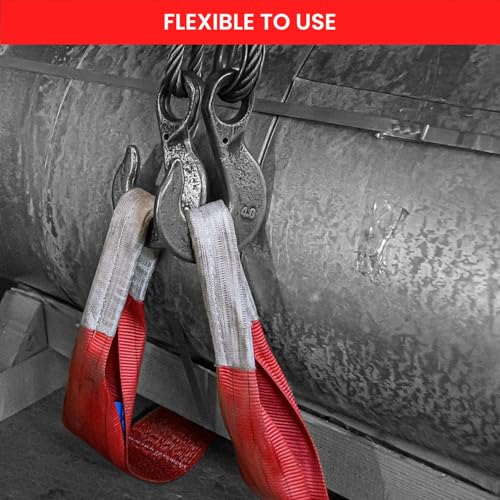 Image of Shield Flex Heavy Duty Lifting Sling Belt (Pack of 1) | Polyester Webbing Flat Belt for Material Handling, Towing, Construction & Industrial Use (5 Ton 3 Mtr)