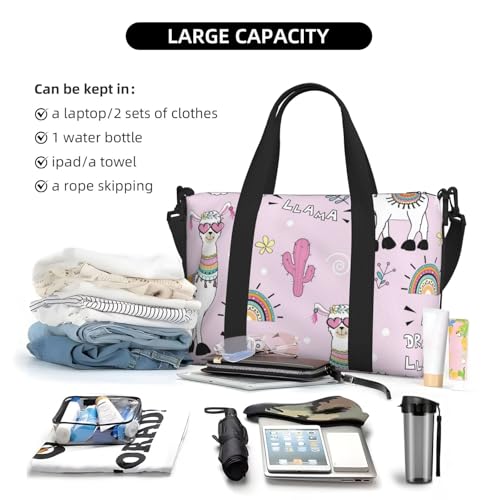 Carry On Duffle Bags Overnight Weekender Bags for Women, No Drama Llama Personal Item Travel Bag, Travel Essentials Sport Gym Bag for Men Women4