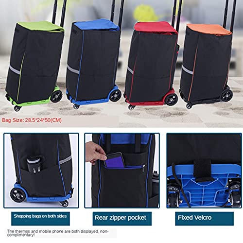 Carrito de Compras Portátil Plegable con Ruedas Azul miniatura 7