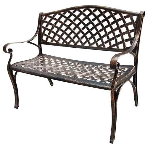 Image of Oakland Living Outdoor Aluminum Modern Patio Bench Loveseat