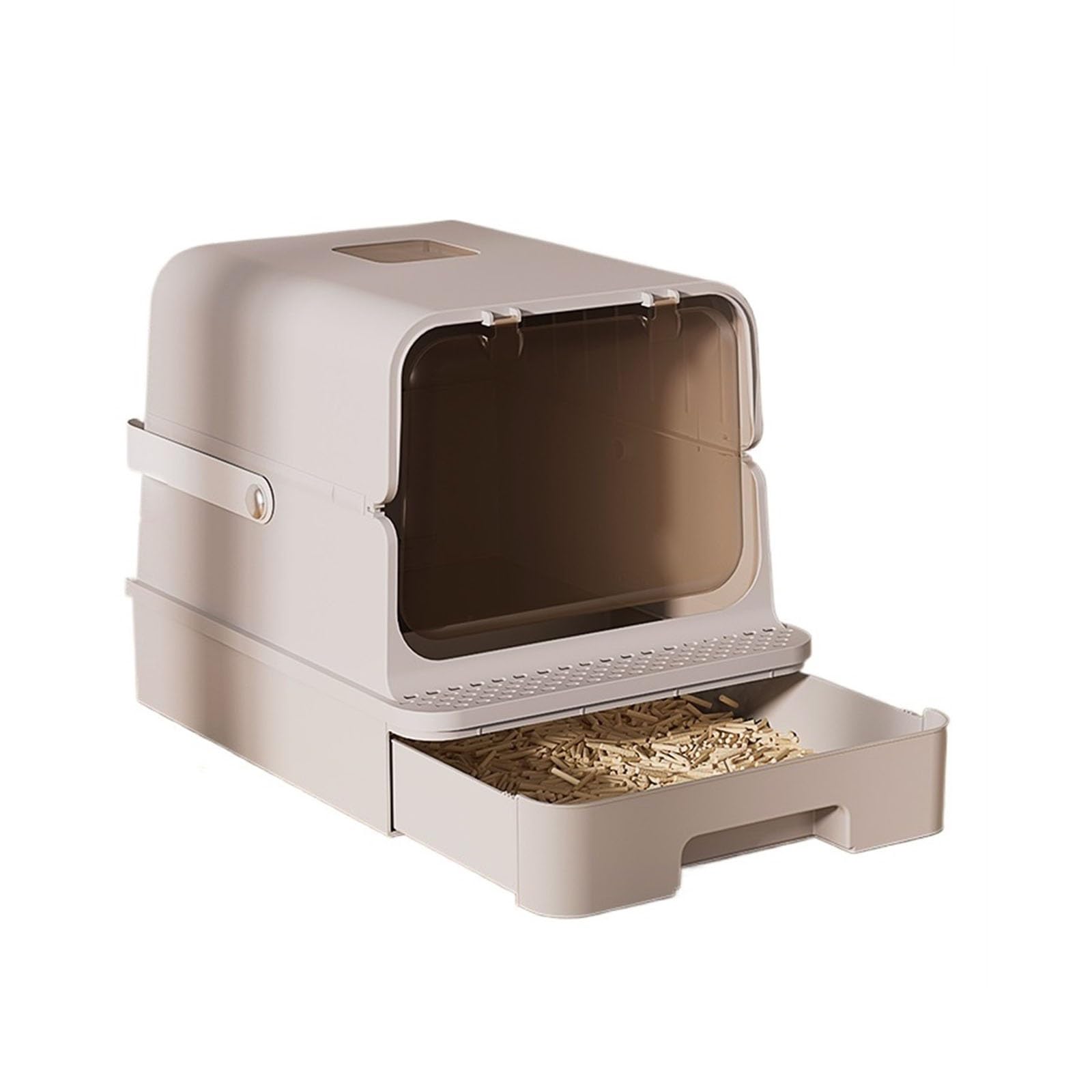 SDGBCXD cat litter tray, Cat Litter Tray, Fully Enclosed, Front Entry Top Exit Kitty Box, Hooded(Gris One Size,Gris)