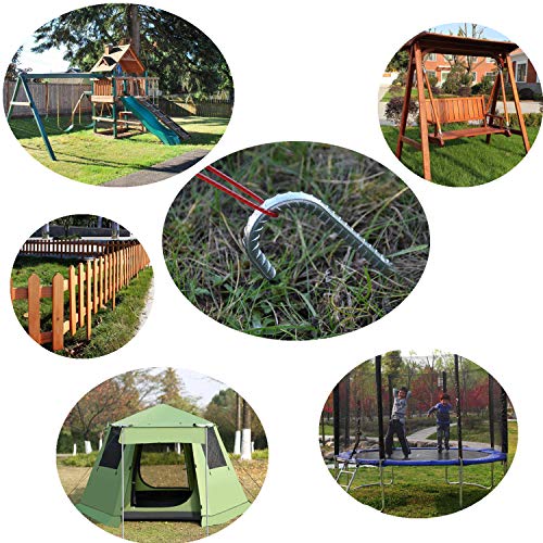 Ok5Star 8 Pack 16" Galvanized Rebar Stakes Heavy Duty J Hook Ground Anchors, Curved Steel Tent Stakes Anti Rust Steel Ground Stakes #TOP5