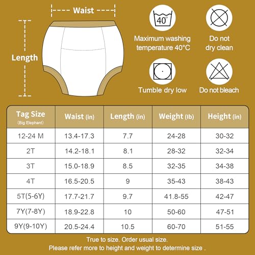 Image of BIG ELEPHANT 10 Packs Baby Girls' and Boys' Potty Training Pants, 100% Cotton Absorbent Training Underwear for Toddler, 12-24 Months