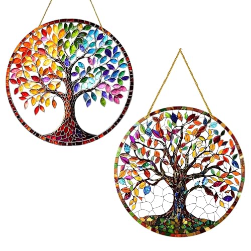 Tivleed Garden Decorations Outdoor Garden Wall Art Wall Decorations Round Tree of Life Hanging Ornament for Patio Yard Fence Porch or Indoor Room