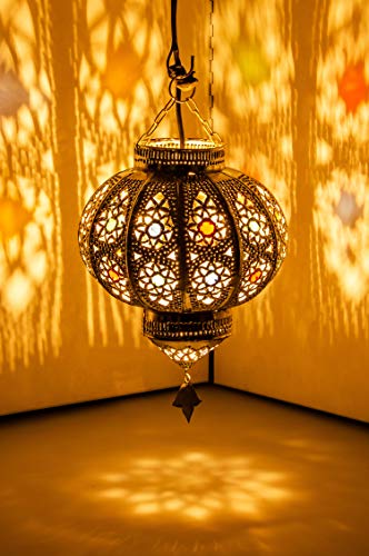 Orientalische Lampe Pendelleuchte Silber Malak E27 Lampenfassung | Marokkanische Design Hängeleuchte Leuchte aus Marokko… – Bild 3
