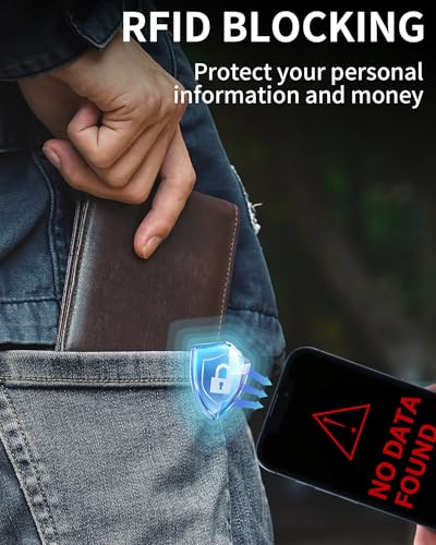 Image of Artpaxy Mens Wallet Genuine Leather Bifold RFID Blocking Wallet for Men with 2 ID Windows 12 Card Holders 2 cash pockets 1 Gift Box