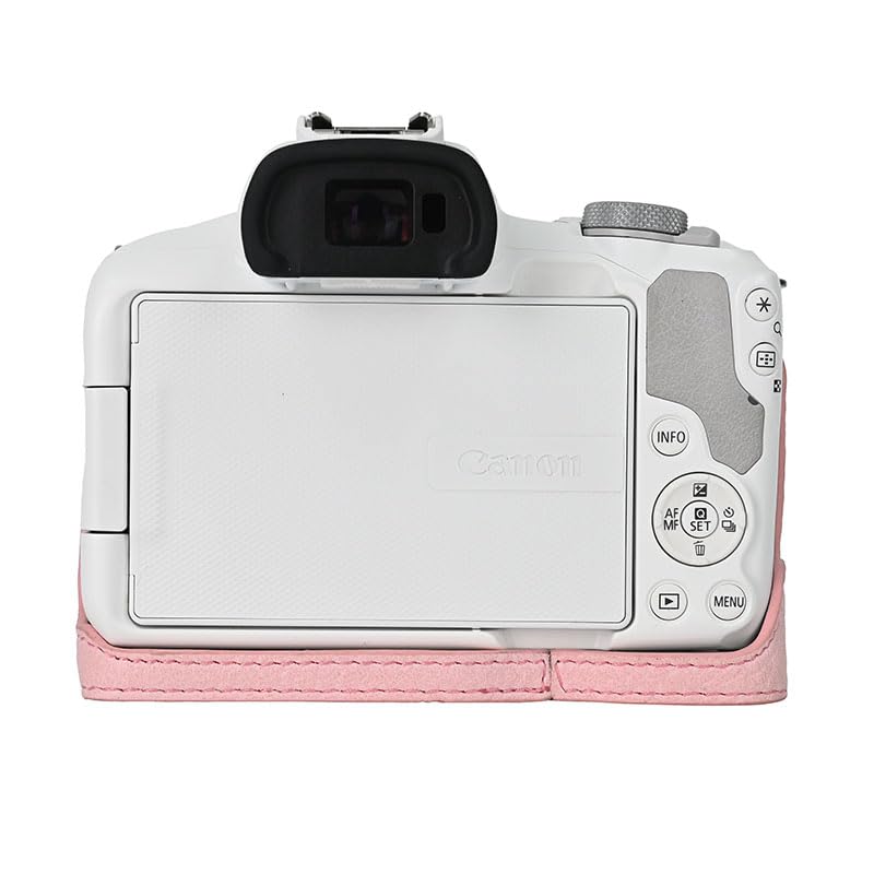 Funda de media cámara para Canon Eos R50 de cuero PU rosa miniatura 2