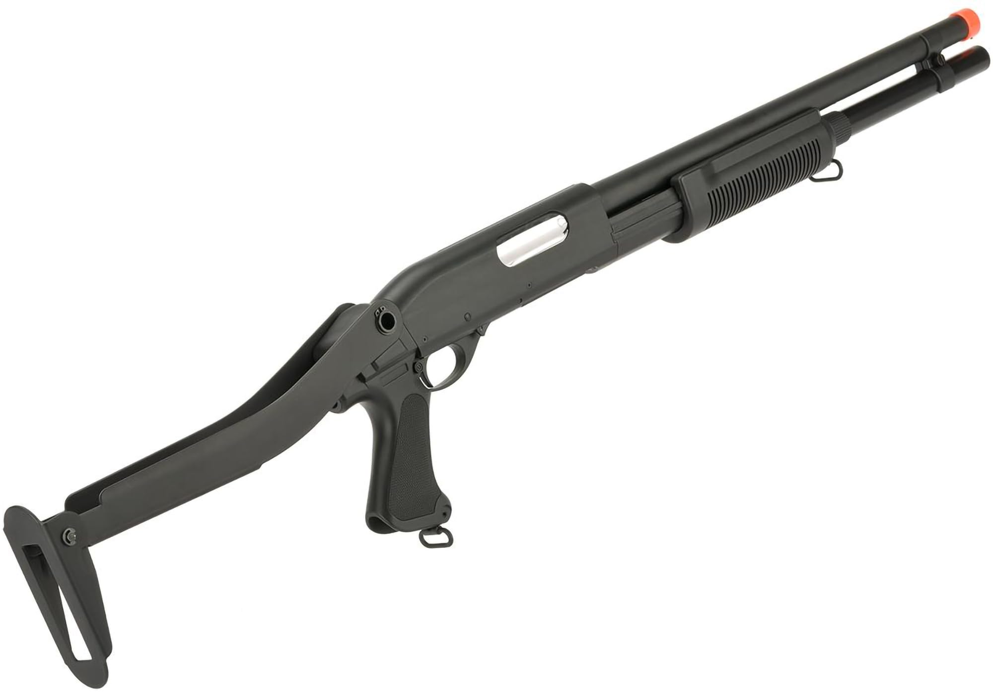 Evike Airsoft - CYMA Standard M870 3-Round Burst Multi-Airsoft Shotshell Loading Airsoft Shotgun (Model: Folding Stock) - (PID: 63538)