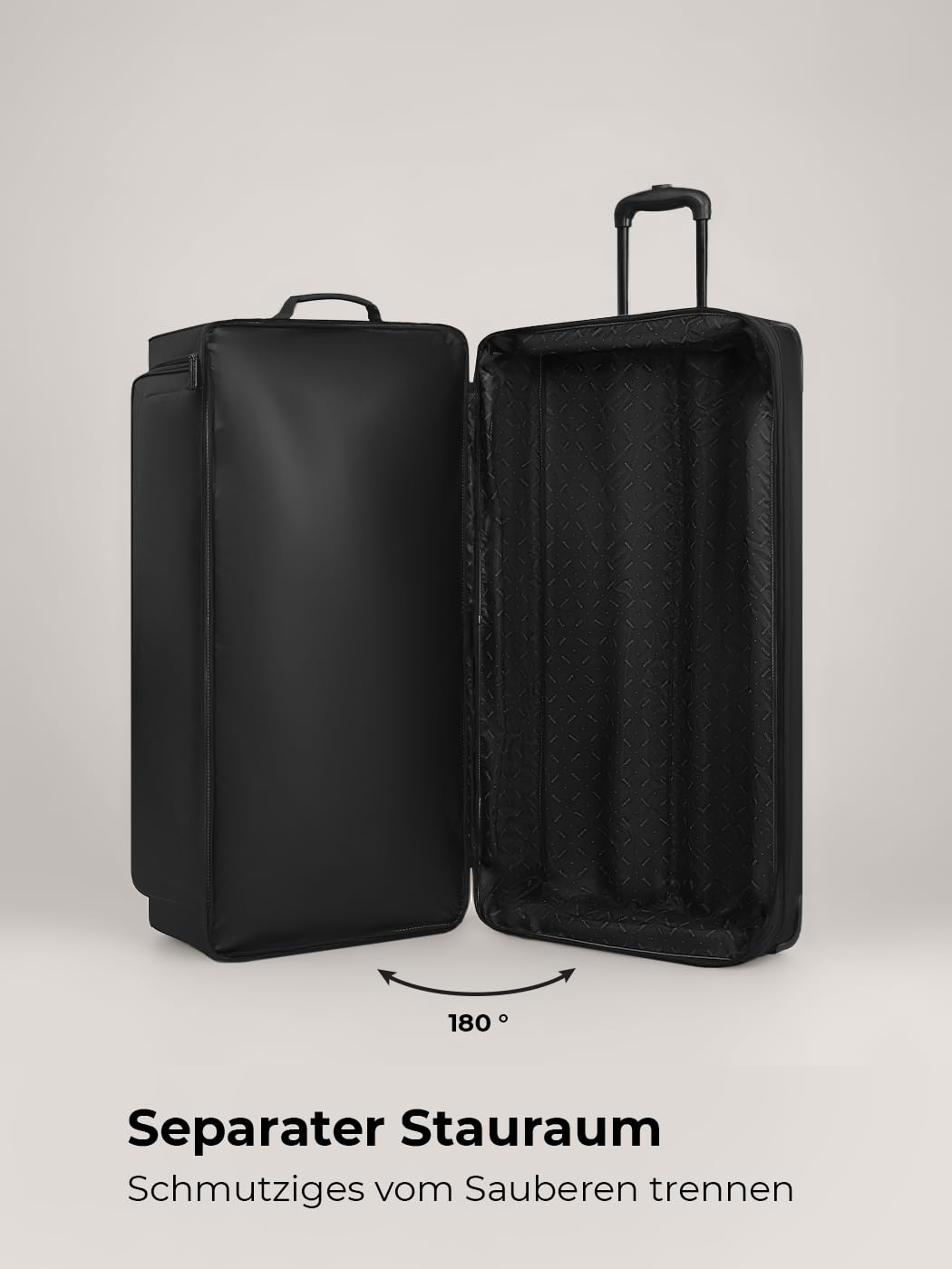 REDOLZ XL sehr große Jumbo Trolley-Reisetasche mit Rollen 80 cm [Sondergröße] Volumen mit Dehnfalte erweiterbar von 110 auf 140 Liter | extra Bodenfach für Männer & Frauen (Duffle Essentials)