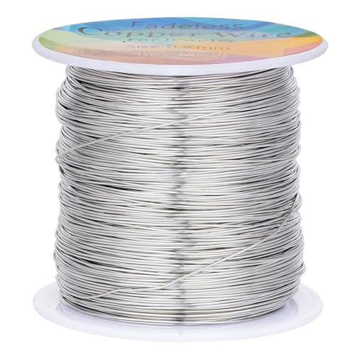 Tarnish Resistant Copper Wires 203 Feet, 24 Gauge/0.5mm Thick, Platinum