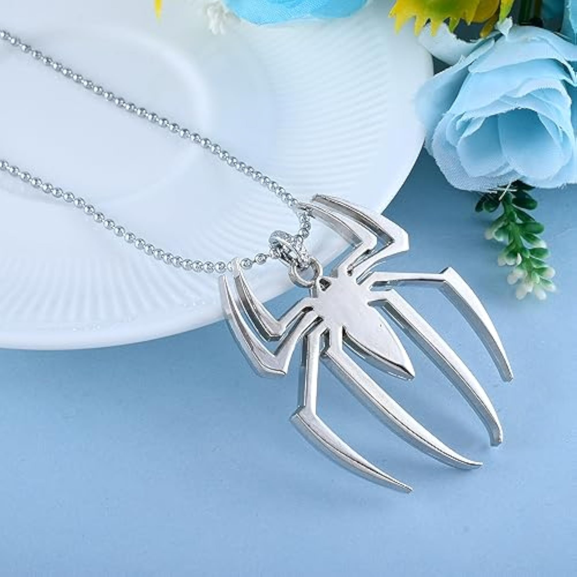 Unisex Pure Solid Stainless Steel Spider Pendant Necklace