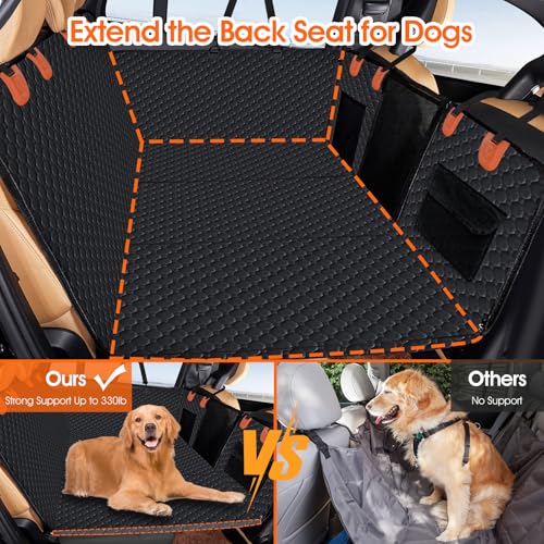 LYCEBELL Back Seat Extender for Dogs, Dog Car Seat Cover with Hard Bottom, Pet Car Seat Cushion Waterproof Anti-Scratch Non-Slip, Thickened Foldable Dog Hammock, for Car, SUV, Truck Travel Bed - Image 3