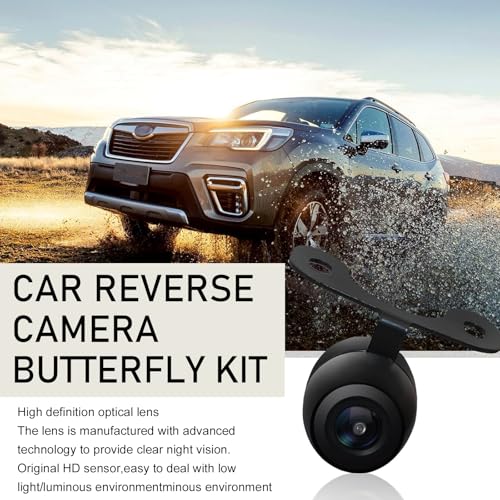 Image of Pack-1 Car Rear View Camera Kit, 170 Degree Wide-Angle Dynamic Path Guide Line Camera, IP68 Waterproof HD Night Vision Reversing Camera with Bracket Wire Harness, Universal for Cars (Black)
