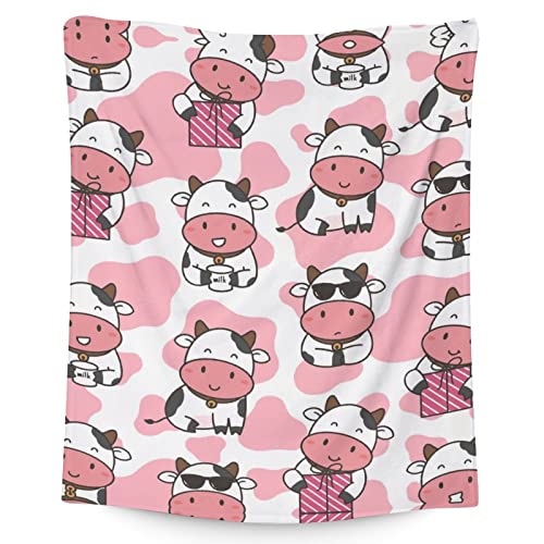 Cow Blanket Gifts - 30"x40" Cute Throw for Women, Girls - Pink Soft Fuzzy Blankets for Couch & Office