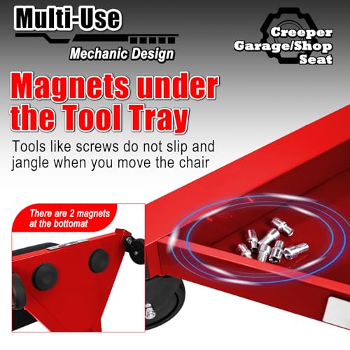 Bundle-Yellow Shop Stool and Red Creeper Seat