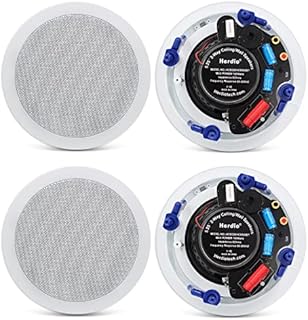 Herdio 5.25” 4 Flush Mount Bluetooth Ceiling Speaker System Max Power 600 Watts Perfect for Humid Indoor Outdoor, Kitchen,Bedroom,Bathroom,Home Theater,Covered Porches(4 Speakers)